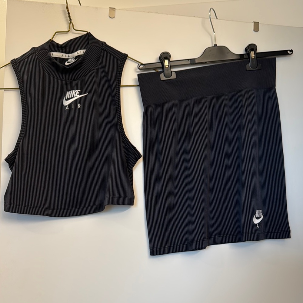 Nike Air Black Ribbed Tank and Skirt Set